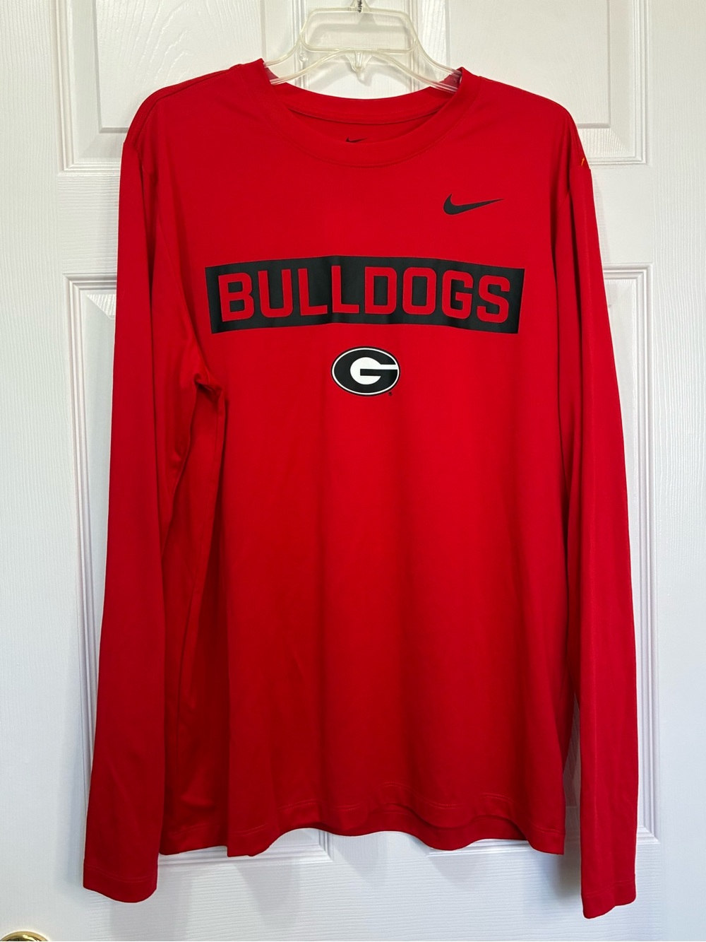 Georgia Bulldogs Shirt Men Large Nike Dri Fit Red Long Sleeve Logo Performance